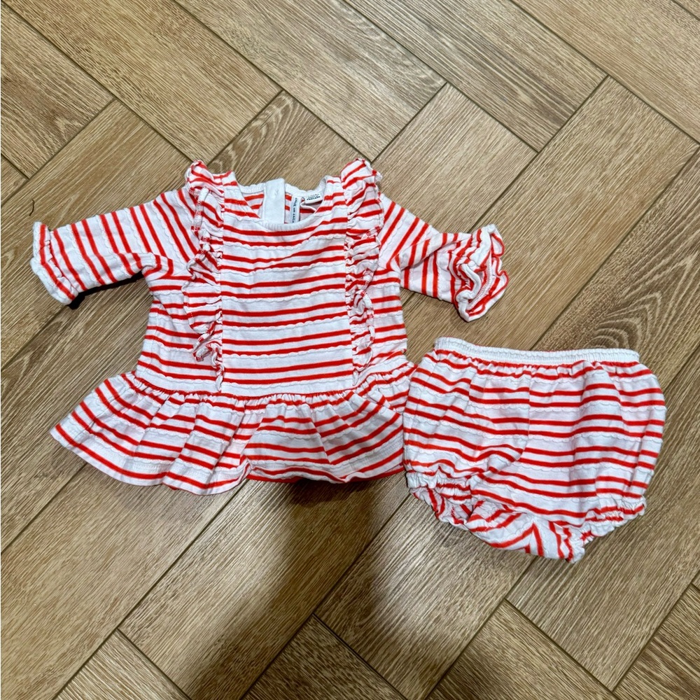Janie and Jack red stripe set 3-6 months